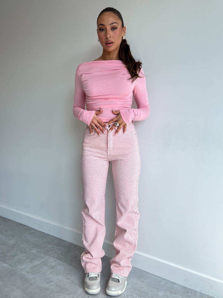 VOGUE™ - Roze jeans met strass