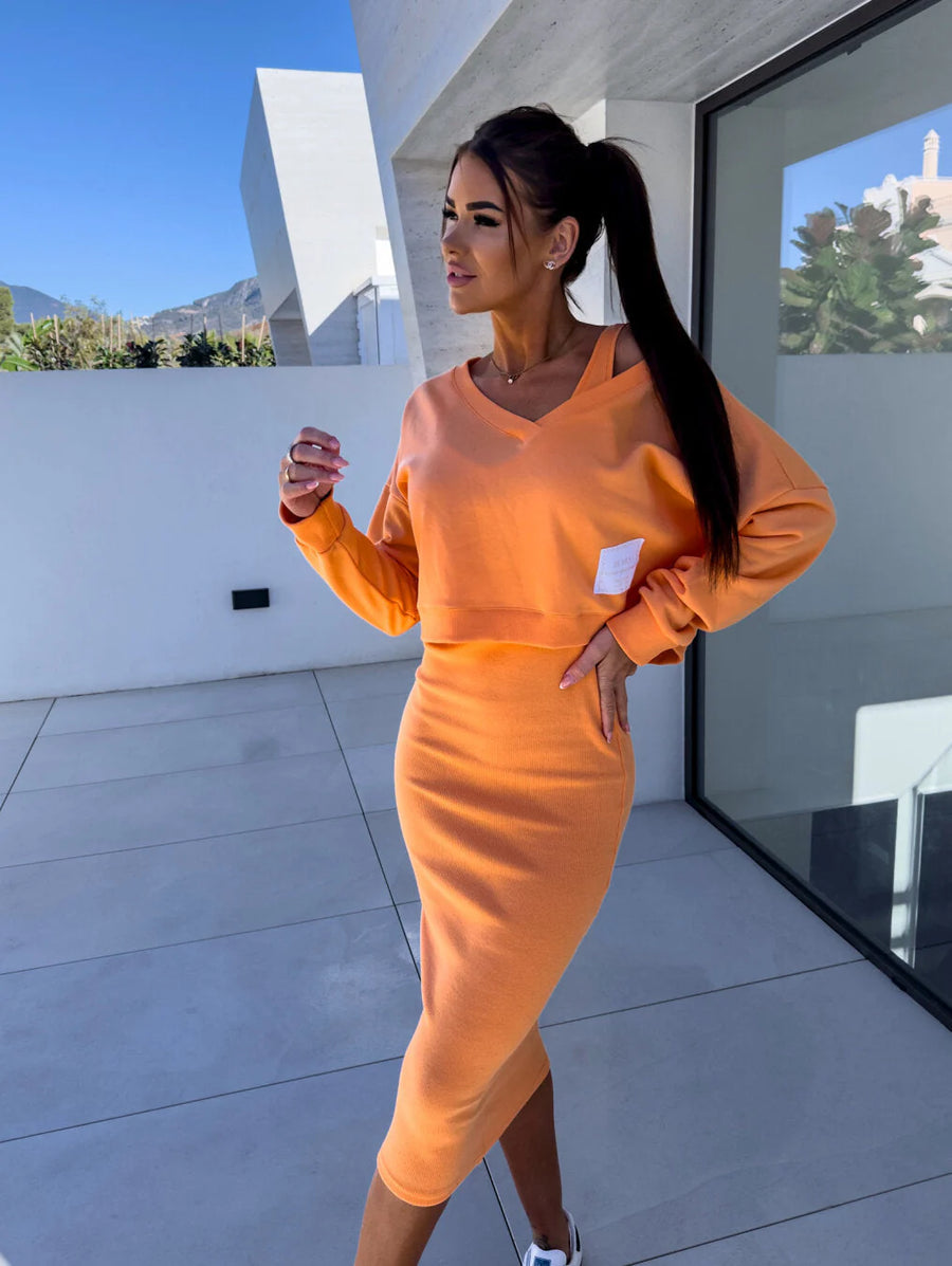 VOGUE™ - Casual Sweatshirt En Jurk Set