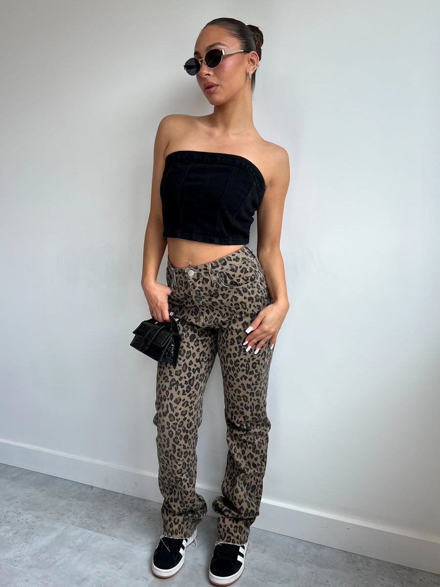 VOGUE™ - Lange stretchjeans met luipaardprint