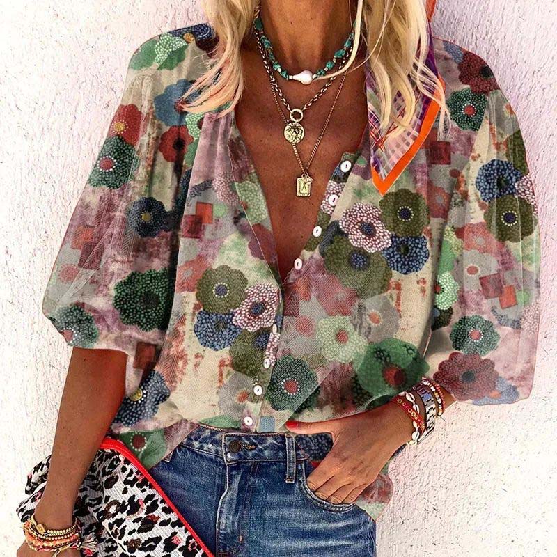 VOGUE™ -  Vintage Blouse Met Bloemenprint