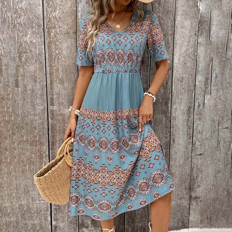 VOGUE™ - Vintage etnische print jurk