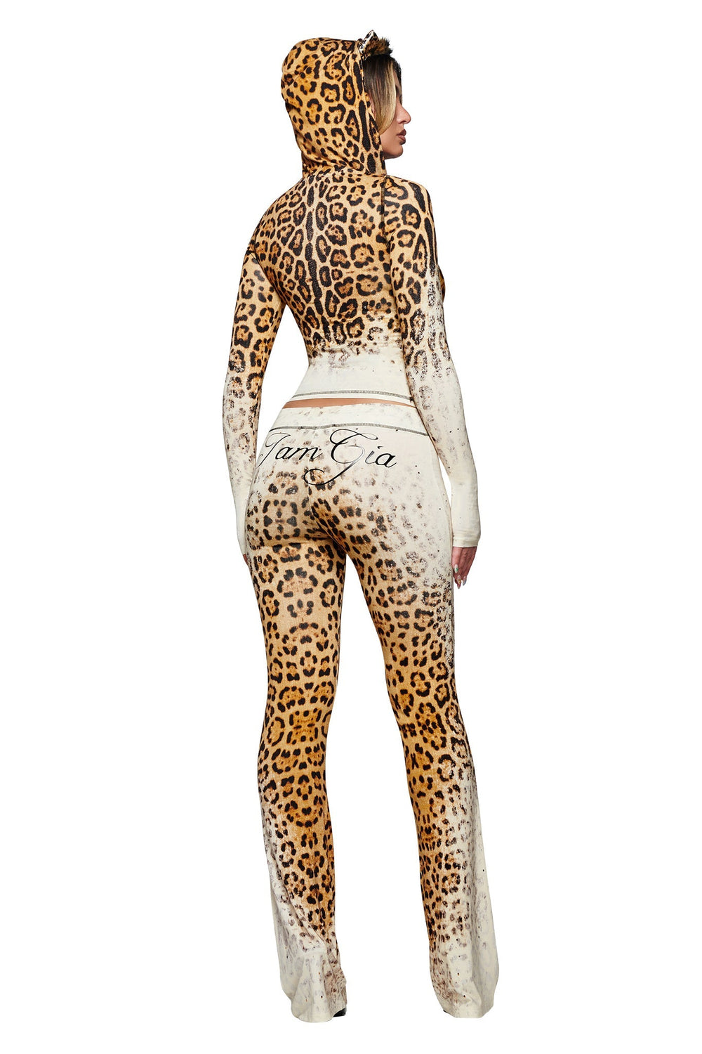 BLARE broek – crème met vervaagde panterprint – Volledige set
