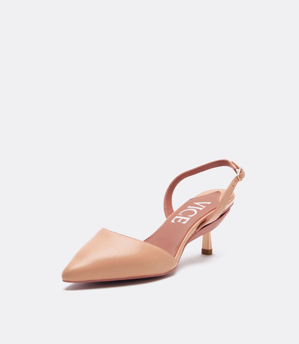 Audrey slingbacks van beige leer