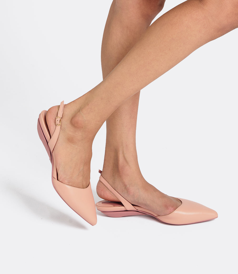 Audrey slingbacks van beige leer