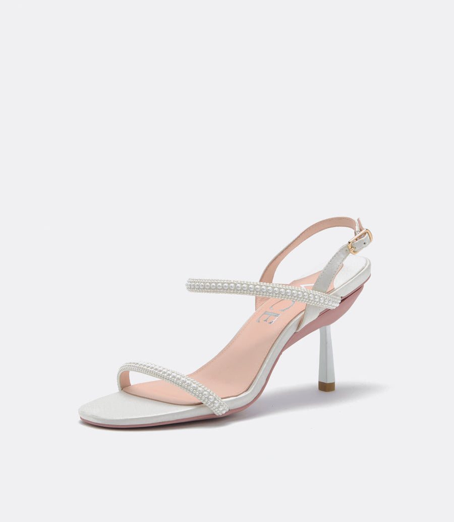 Brooklyn sandalen in wit met parels