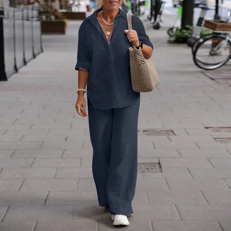 VOGUE™ - Linnen shirt en broek Lente/Zomer