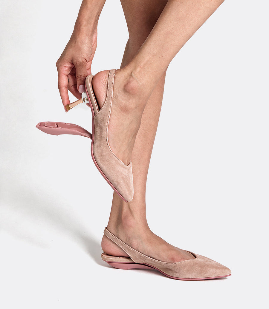 Valentina pumps van biscuitkleurig suède