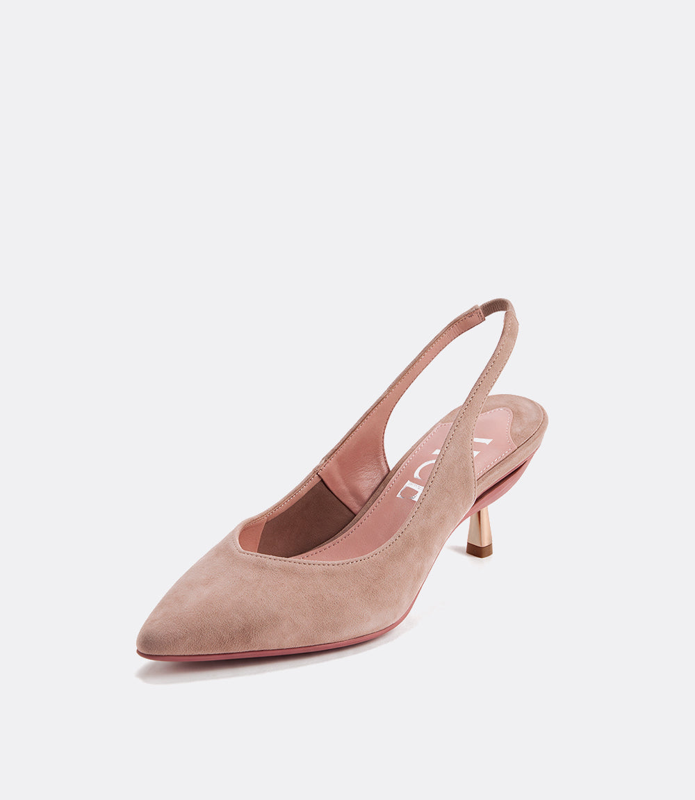 Valentina pumps van biscuitkleurig suède